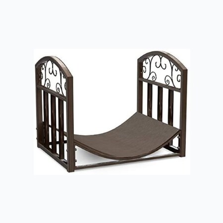 Hastings Home Firewood Rack Metal Holder with Decorative Scroll Design for Log Storage Bin, Indoor/Outdoor (Brown) 906038HXM